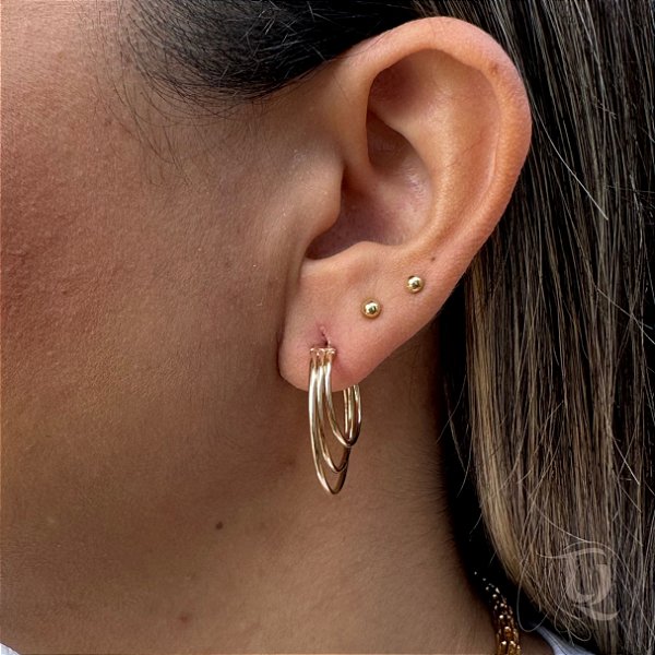 Brinco argola 3 fios