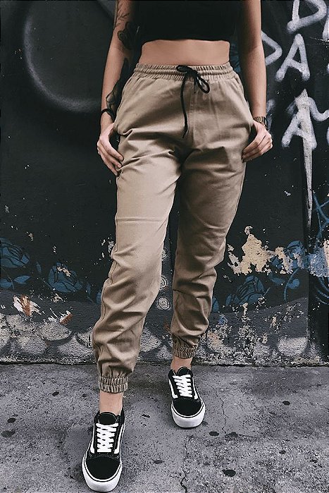 calca jogger bege