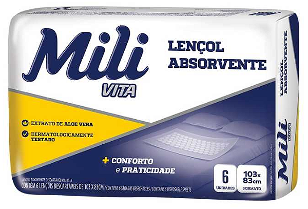 Lençol Descartável Mili Vita c/6