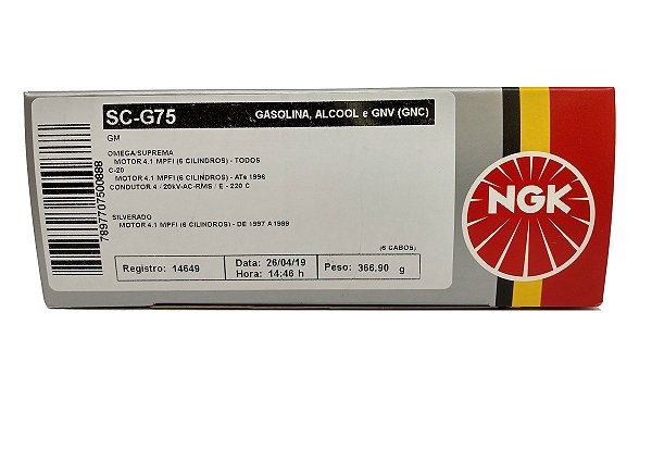 Jogo Cabos Velas Ngk SCG75