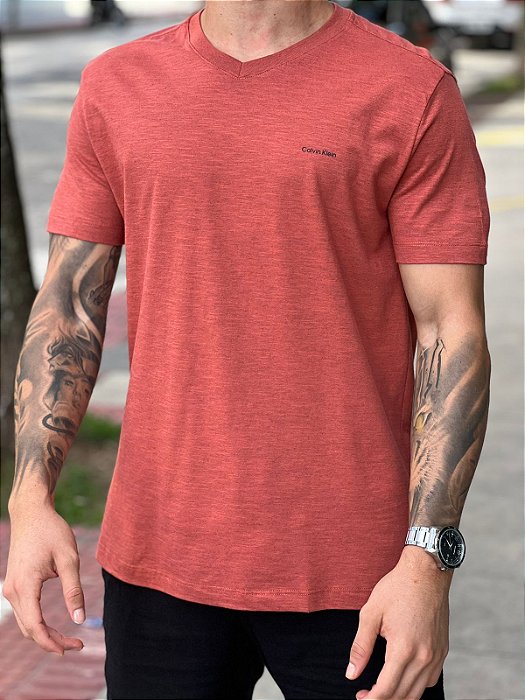 Camiseta Tommy Hilfiger Gola V Masculina - Vermelho