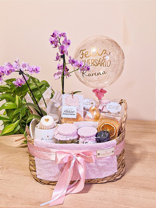 Cesta de Café com Orquídea