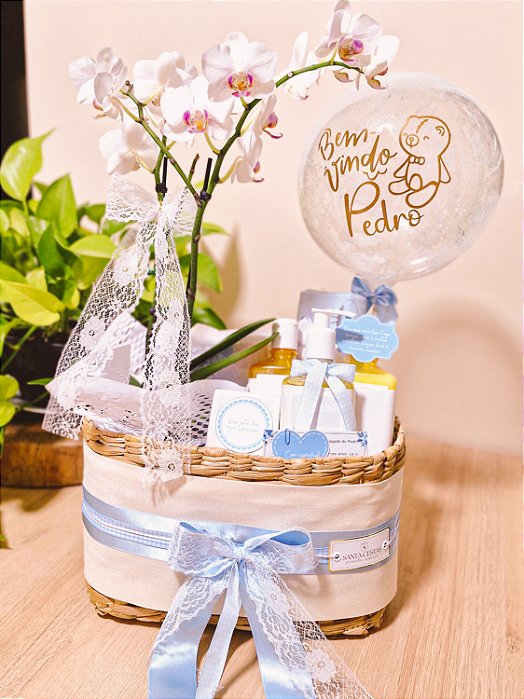 Cesta Maternidade Laço Eternos Azul