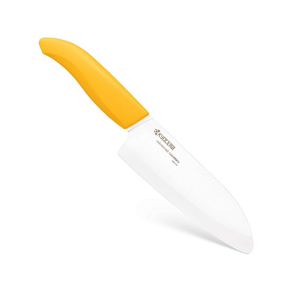 FACA SANTOKU CERAMICA BRANCA 5,5 CABO AMARELO KYOCERA FK140WHYL