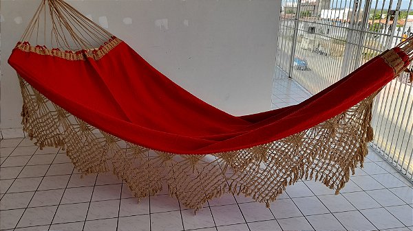 Rede de Dormir Casal Ostra Vermelha Caramelo