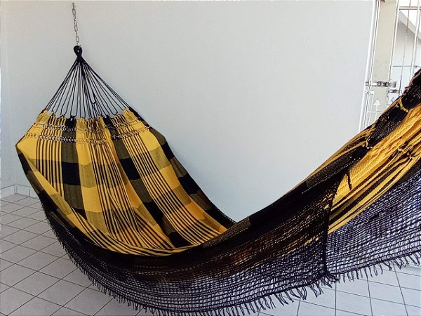 Rede de Dormir Casal Jaguaruana Amarelo Preto