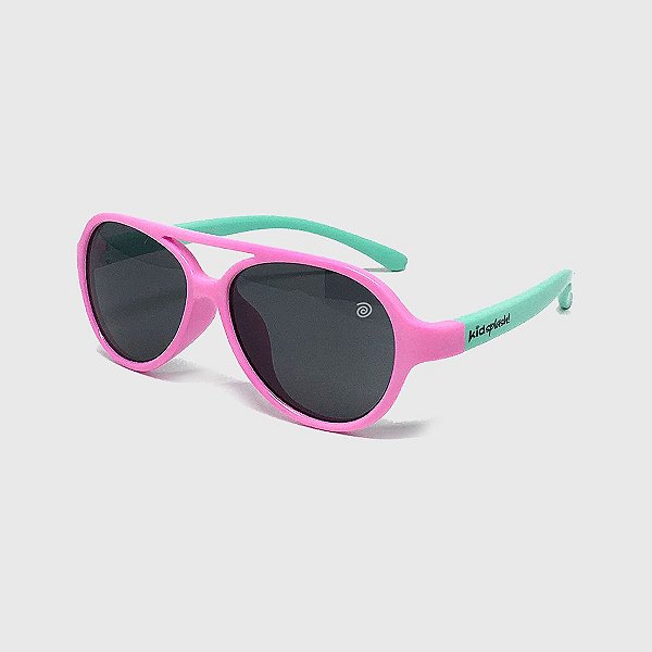 Óculos de Sol Infantil Flexível Aviador com Lente Polarizada e Proteção UV400 Rosa e Azul Piscina