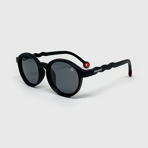 Óculos de Sol Infantil Flexível com Lente Polarizada e Proteção UV400 Redondo Wave Preto
