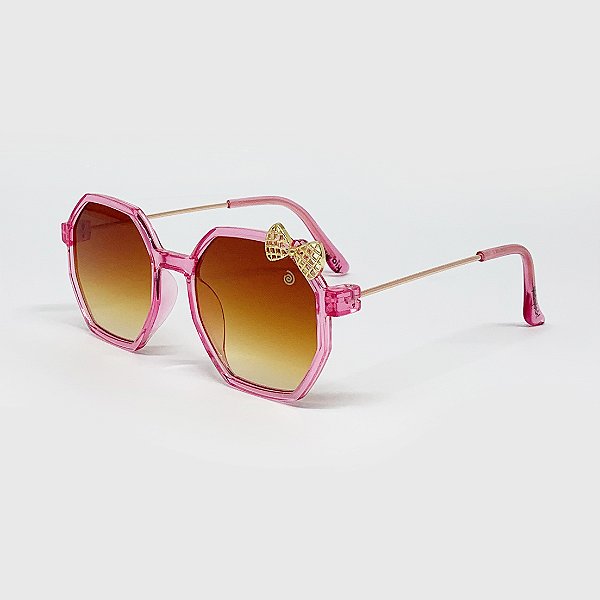 Óculos de Sol Infantil Acetato com Proteção UV400 Teen Laço Rosa Cristal