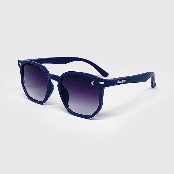 Óculos de Sol Infantil Acetato com Proteção UV400 Teen Hexagonal Azul Marinho