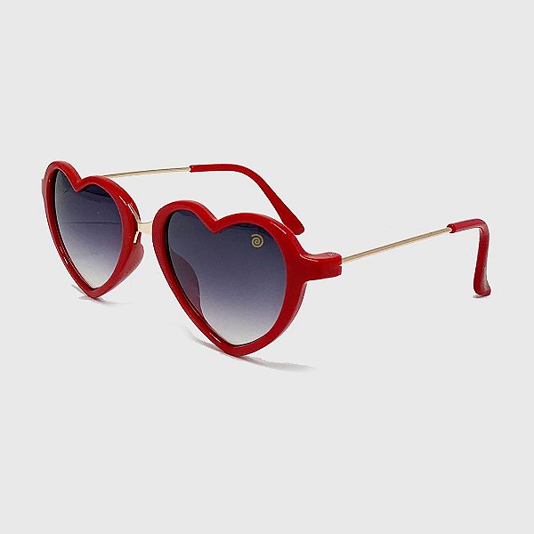 Óculos de Sol Infantil Acetato com Proteção UV400 Teen Coração Vermelho