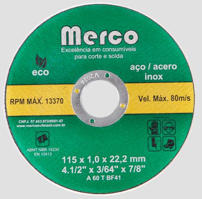 DISCO DE CORTE 4.1/2 X 1,0MM X 22MM (115MM) - CAIXA COM 100 UNIDADES