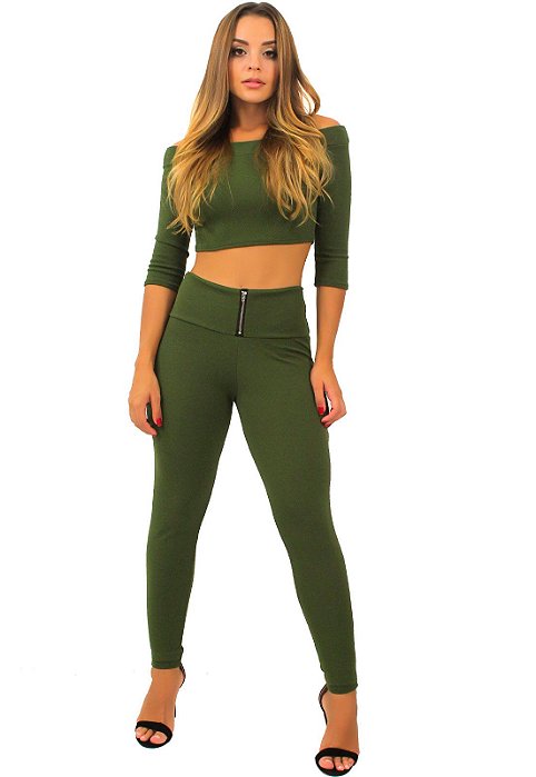 top com calça cintura alta