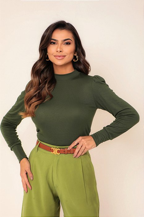 Blusa Manga Longa Hilda Verde Floresta