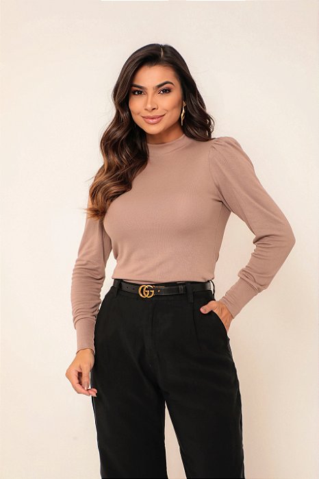 Blusa Manga Longa Hilda Castanho