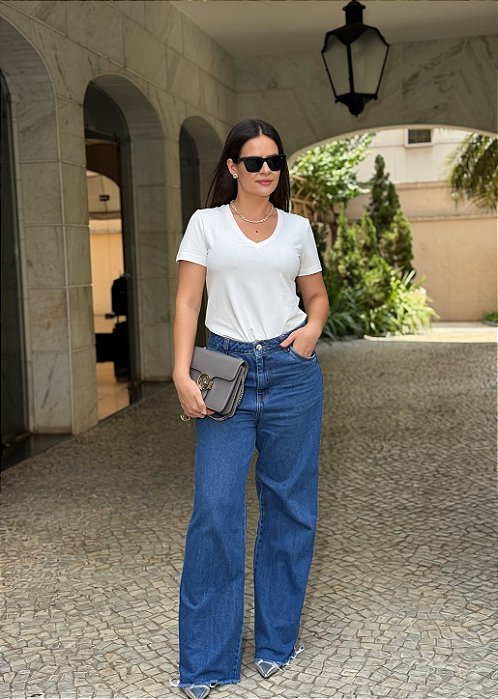Calça Jeans Wide Leg Escura