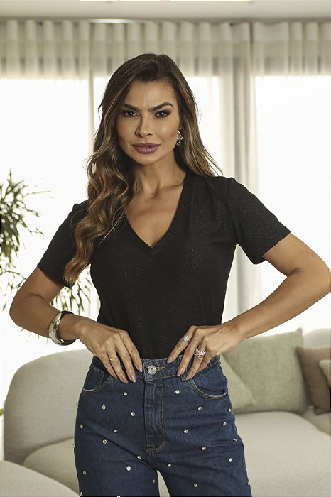 T-shirt Gola V Vicky Preta Glow