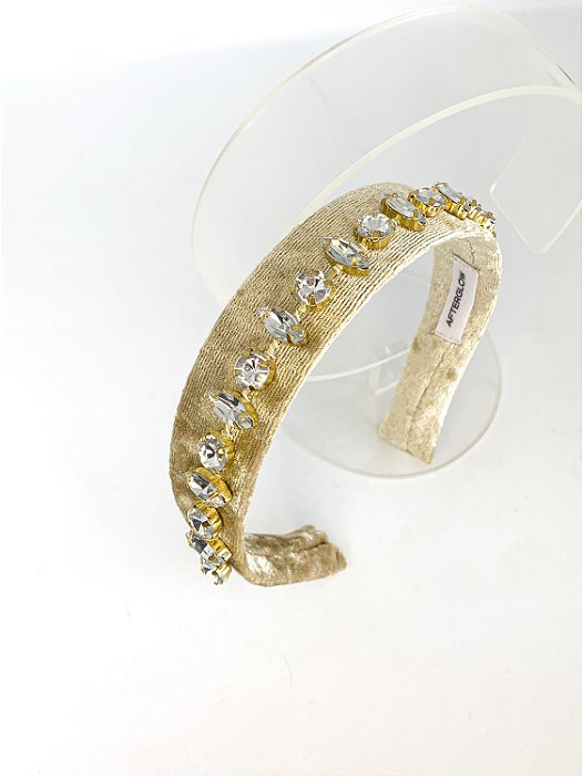 Tiara Bordada Pedraria Dourada - Great Love