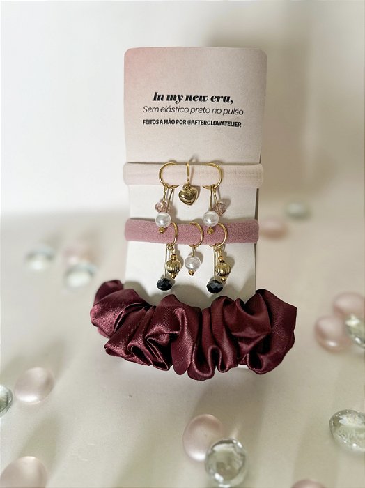 Kit 3 Elásticos de Cabelo com Pingentes - Cherry Cake
