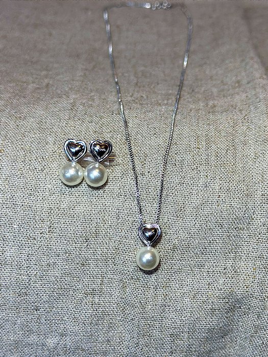 Conjunto Vintage Love - Banhado a Ródio