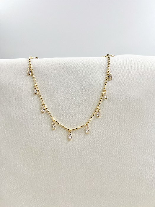 Colar Crystal Drops Banhado a Ouro 18k