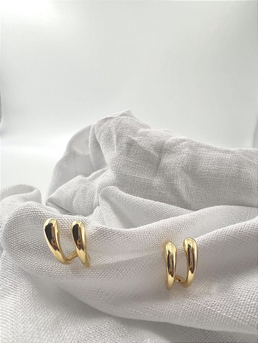 Brinco Duplo Drip Banhado a Ouro 18k