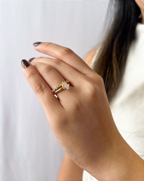 Anel Invisible Fate Banhado a Ouro 18k