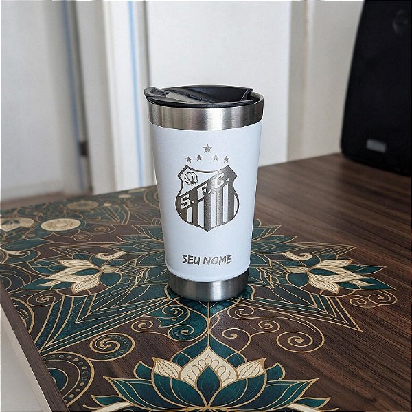 Copo Térmico Inox 473ml Personalizado a Laser - Kit 50 Unidades Time / Nome