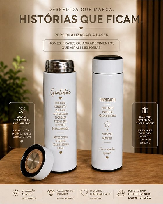 Garrafa Térmica Inox Personalizada 10 Unidades | Festas e Confraternizações