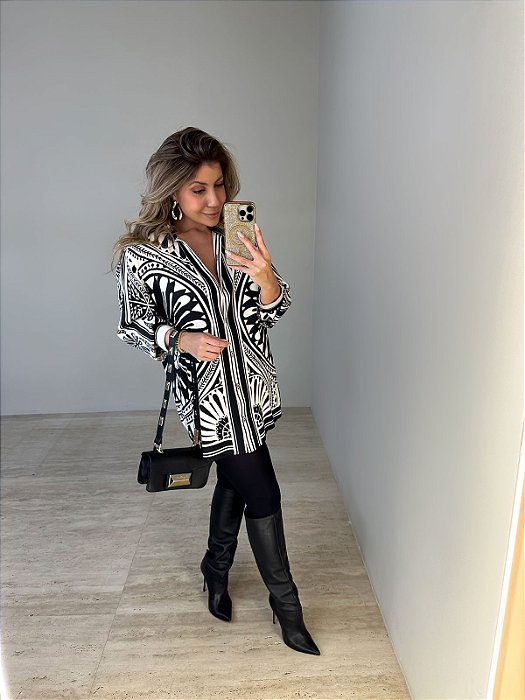 Camisa Manga Longa Estampada Mandalina Farm