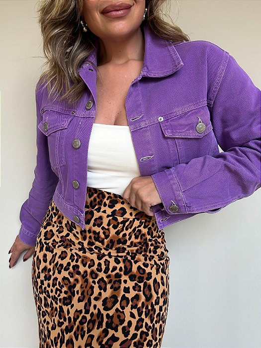 Jaqueta Trucker Com Stoned Color Roxa Animale Jeans