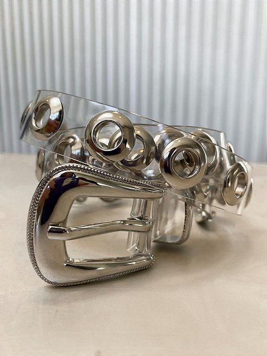 Cinto Transparente Ilhós Prata