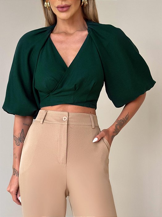 Blusa Transpasse Mangas Farm