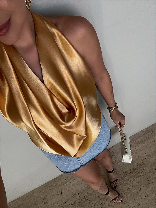 Lenço Cetim Liso Dourado