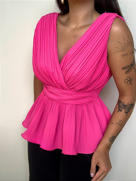 Blusa Peplum Plissada Antônia Rosa