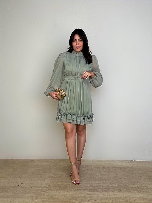 Vestido Curto Boho Boêmia Verde