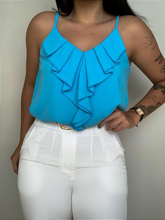 Bata Boho Babados Lily Azul