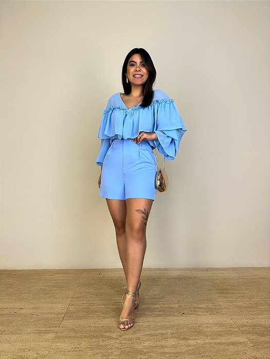 Short Alfaiataria Dalila Azul