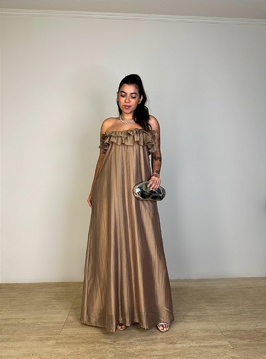 Vestido Longo Helena Bege
