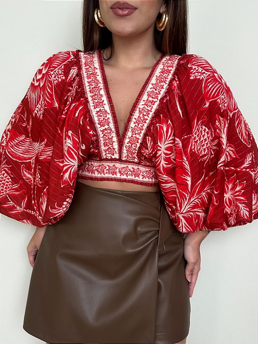 Blusa Franzida Estampada Amalfi Farm