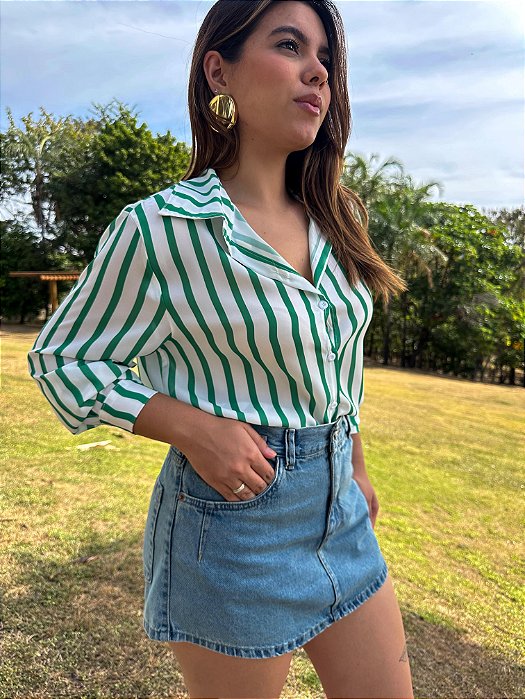 Camisa Listrada Marcela Verde