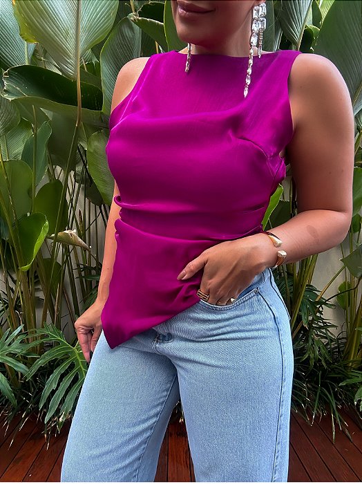 Blusa Frente Única Franzidos/Amarrações Rosa Animale Jeans