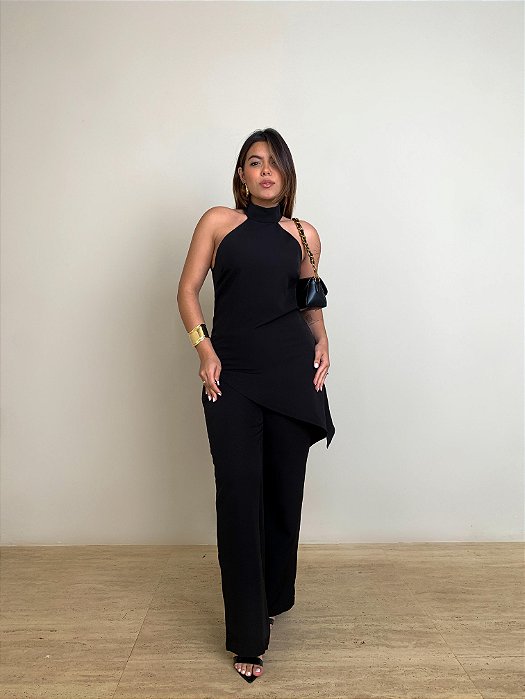 Conjunto Alfaiataria Assimétrico Rebeca Preto