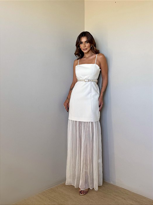 Vestido Longo Mariana Bege Creme