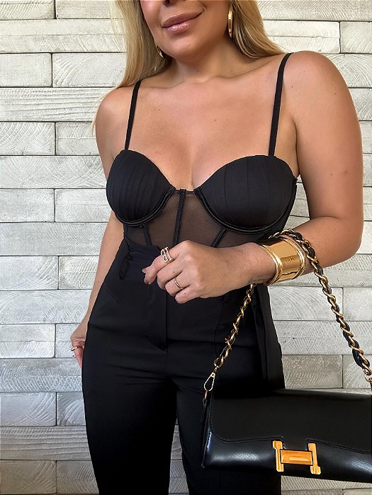 Corselet Tule Eloah Preto