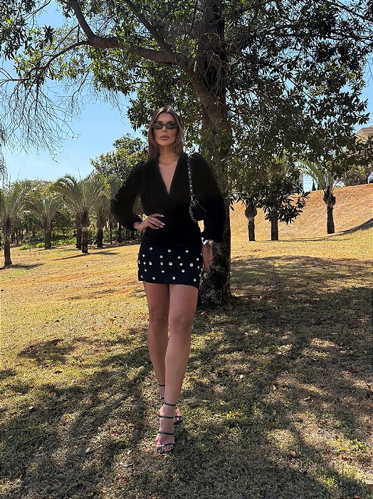 Saia Curta Pedras Chloe Preta