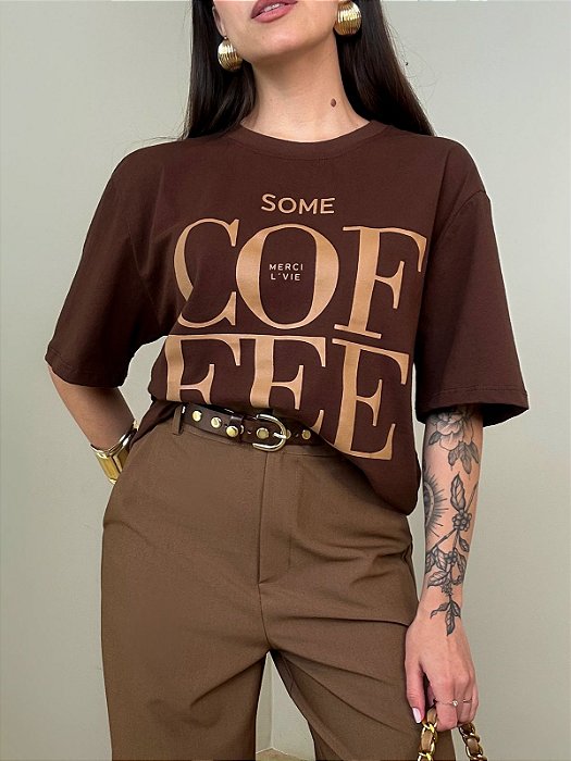 Maxi T-shirt Coffee Bia Marrom