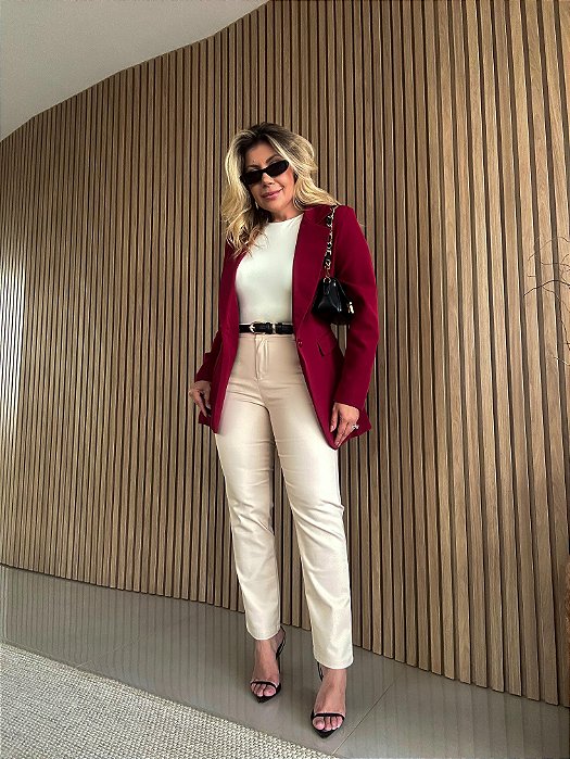 Calça Alfaiataria Chloe Bege Claro
