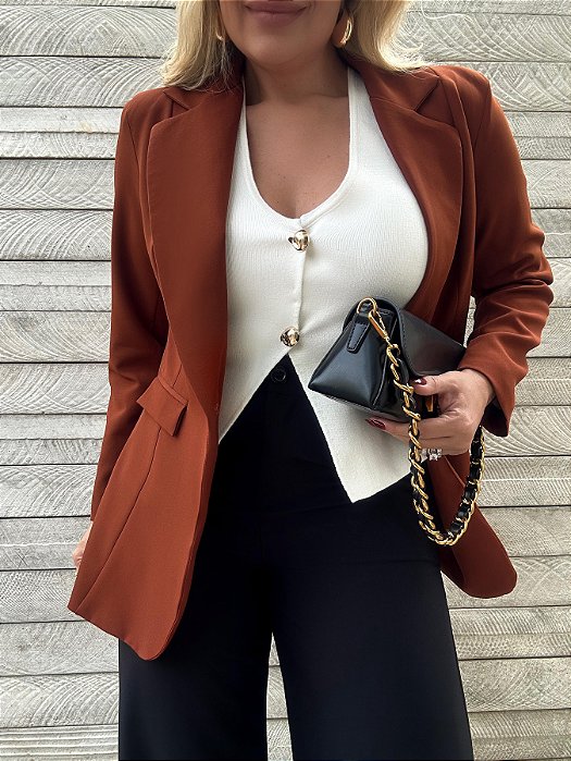 Maxi Blazer Alfaiataria Isabela Caramelo