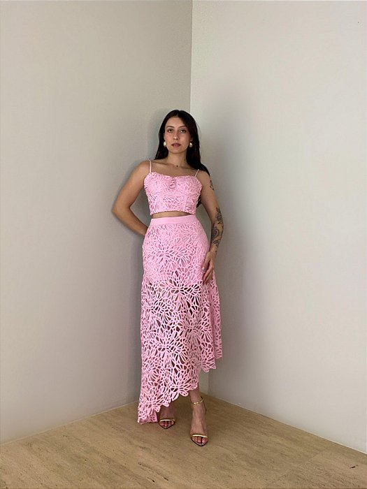 Conjunto Renda Jane Rosa Claro